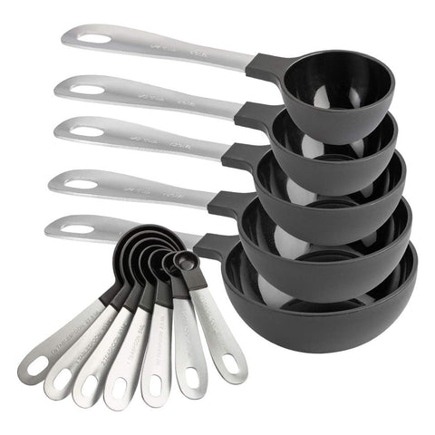 Cook with Color measuring cups set shown with precise US and metric marks for accurate prep.