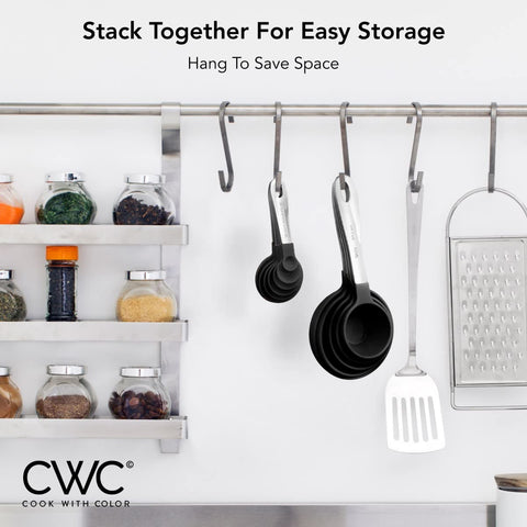 Cook with Color measuring spoons set displayed for quick, precise seasoning in recipes.