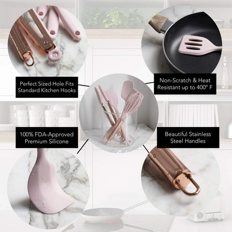 COOK WITH COLOR mini slotted spatula pink protects nonstick pans while flipping