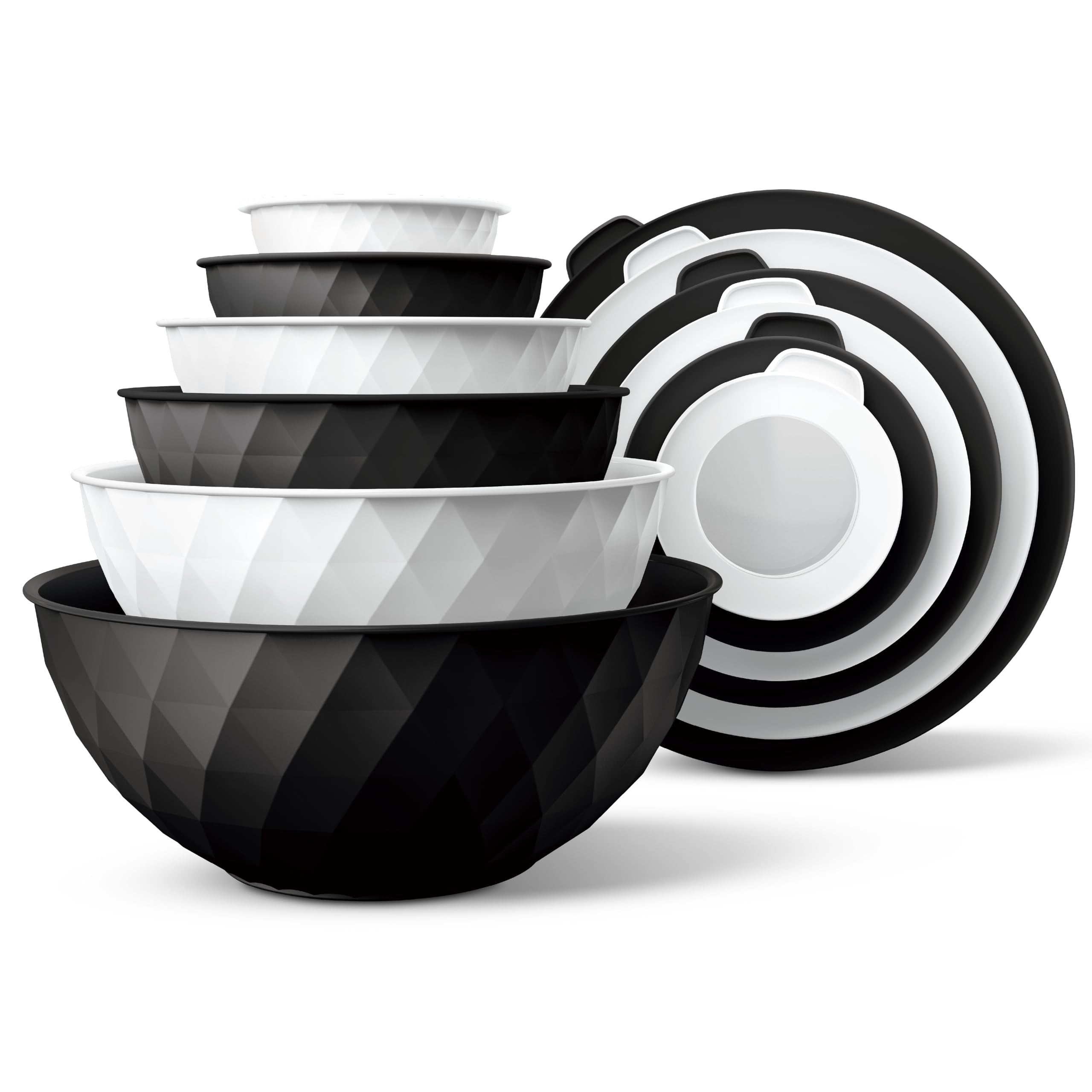 COOK WITH COLOR diamond-design nesting bowls for compact storage and easy access