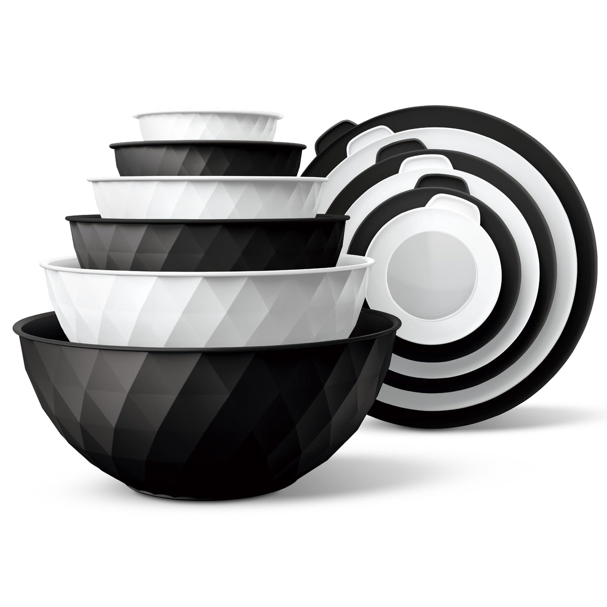 COOK WITH COLOR diamond-design nesting bowls for compact storage and easy access