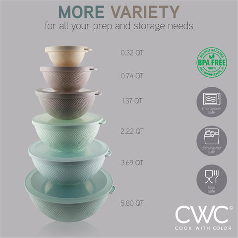Cook with Color nesting design saves cabinet space and keeps prep area tidy.