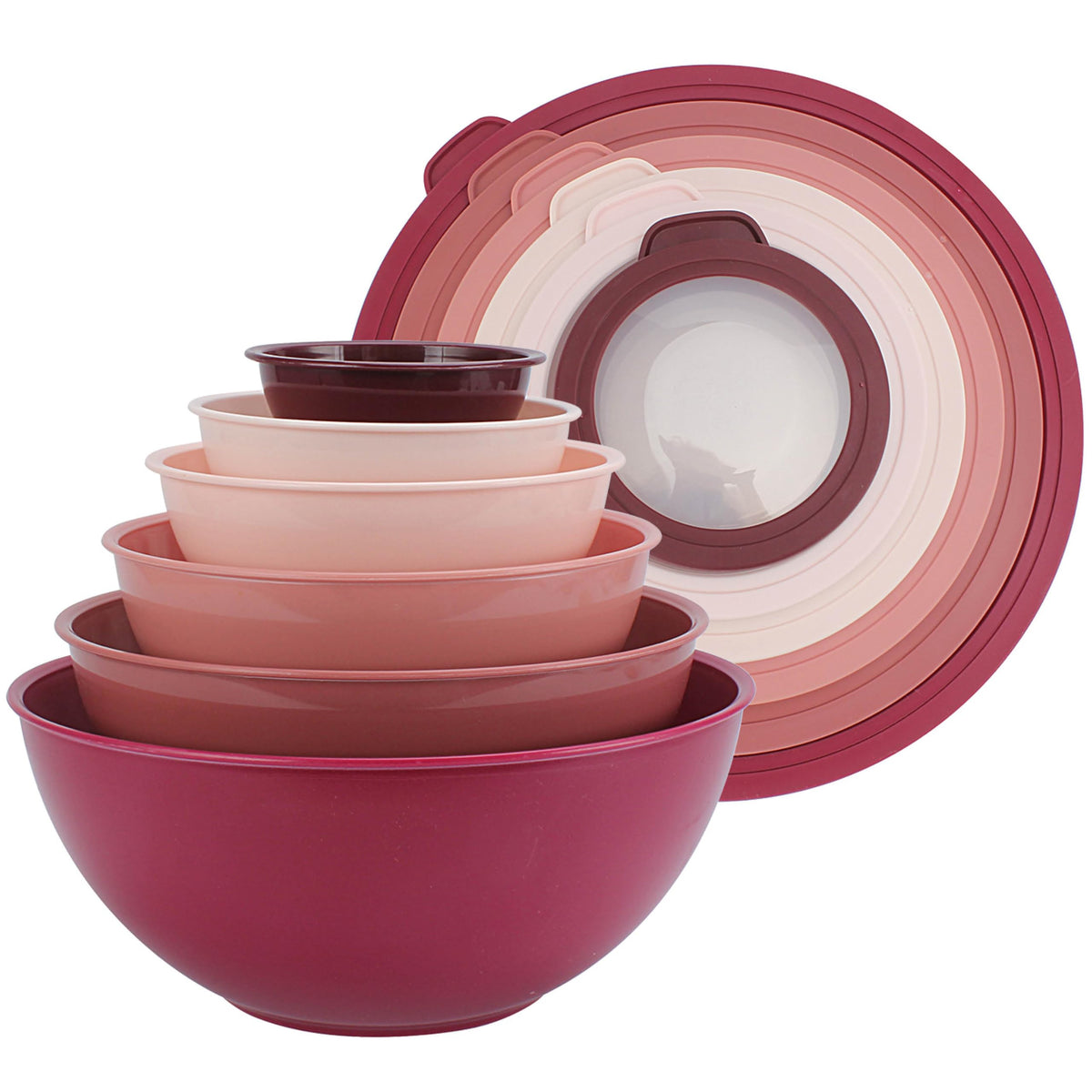 Cook With Color rose mixing bowls set assembled for easy prep and organization.