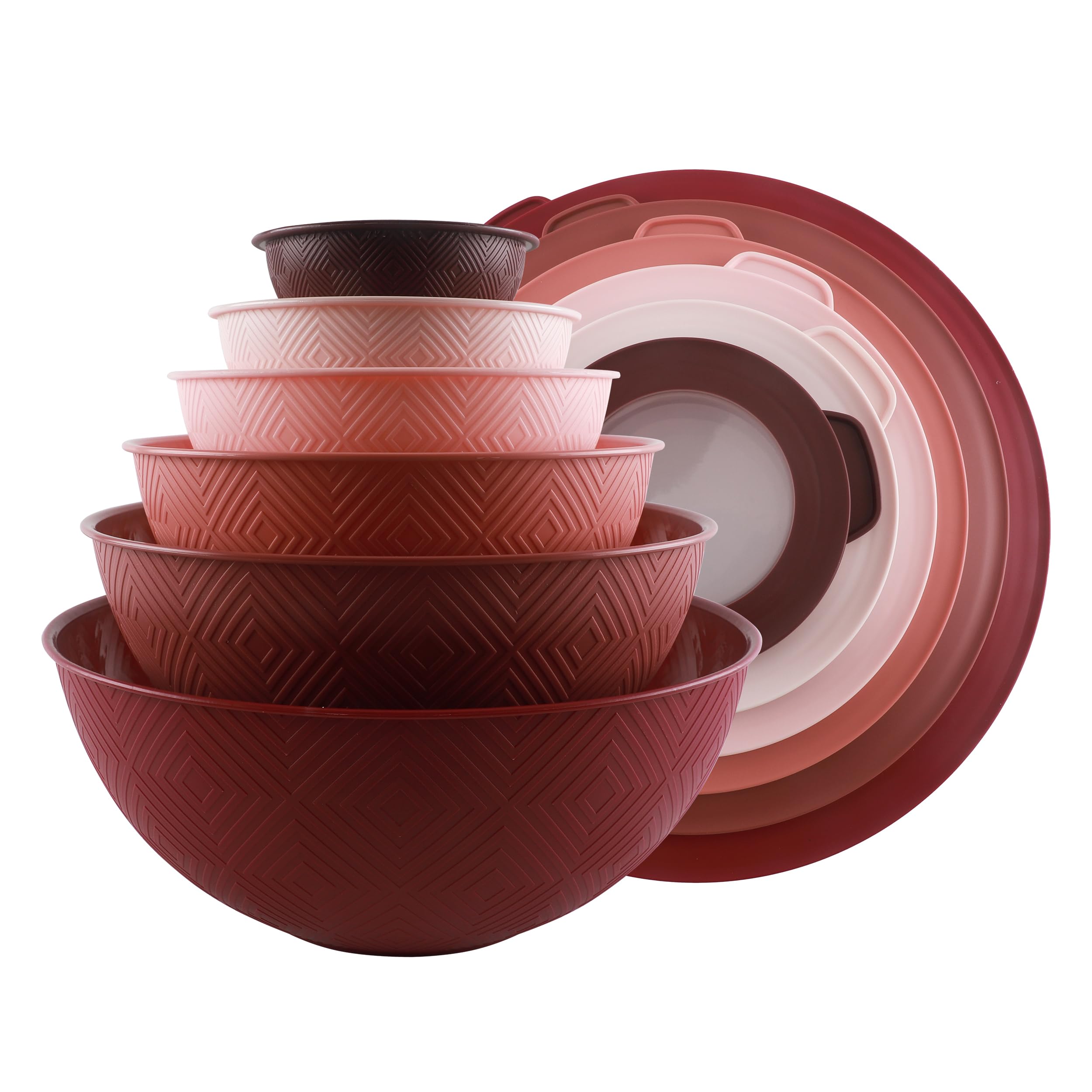 COOK WITH COLOR mixing bowls rose nesting set stacked for compact storage