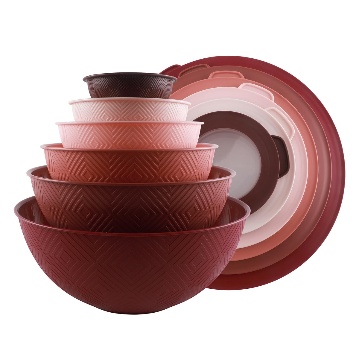 COOK WITH COLOR mixing bowls rose nesting set stacked for compact storage