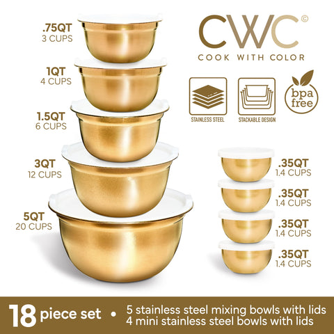 Cook With Color nesting design bowls save cabinet space and reduce clutter.