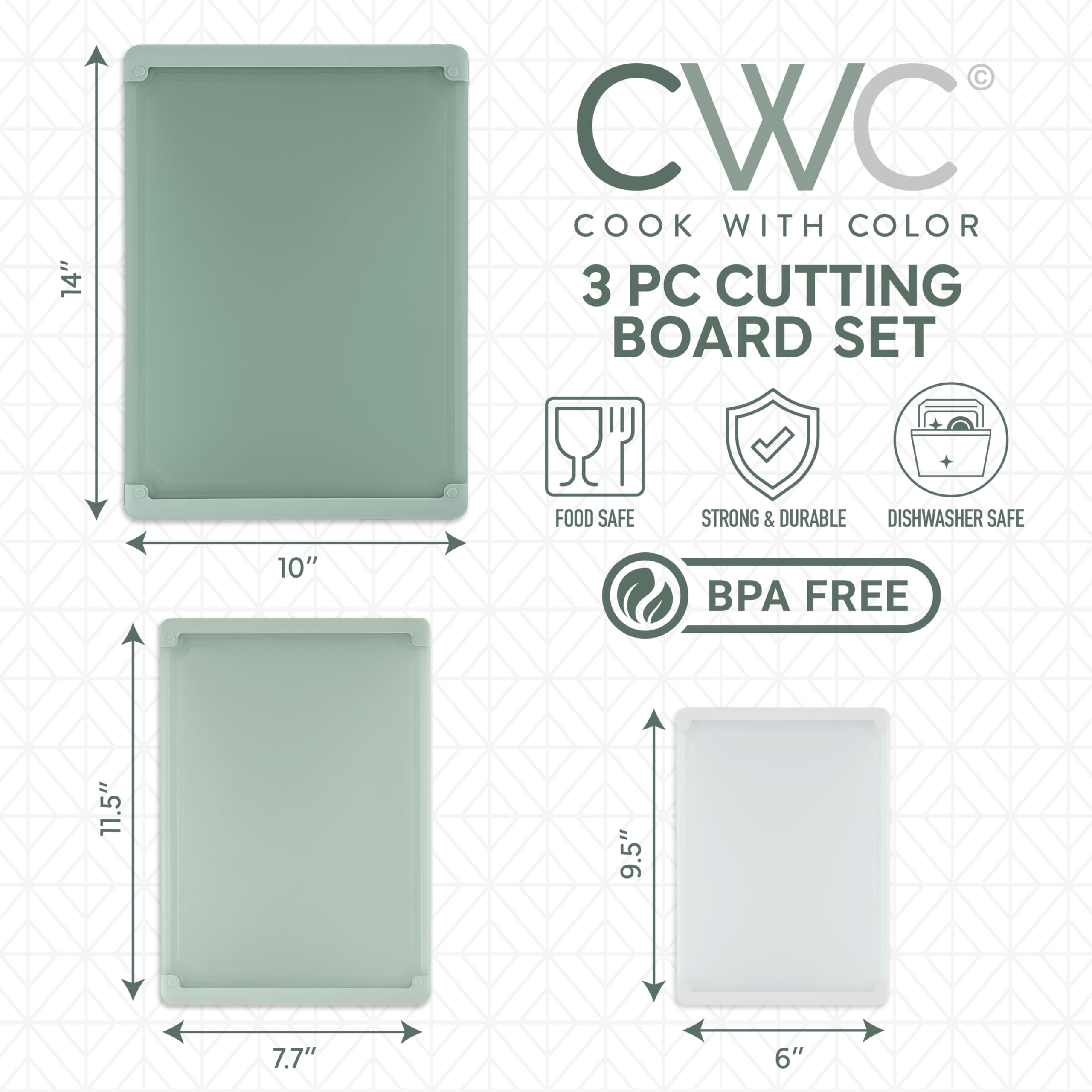 COOK WITH COLOR non-slip edges keep the chopping surface steady