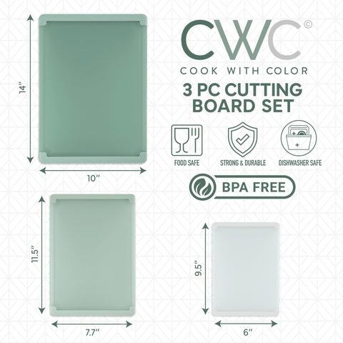 COOK WITH COLOR non-slip edges keep the chopping surface steady