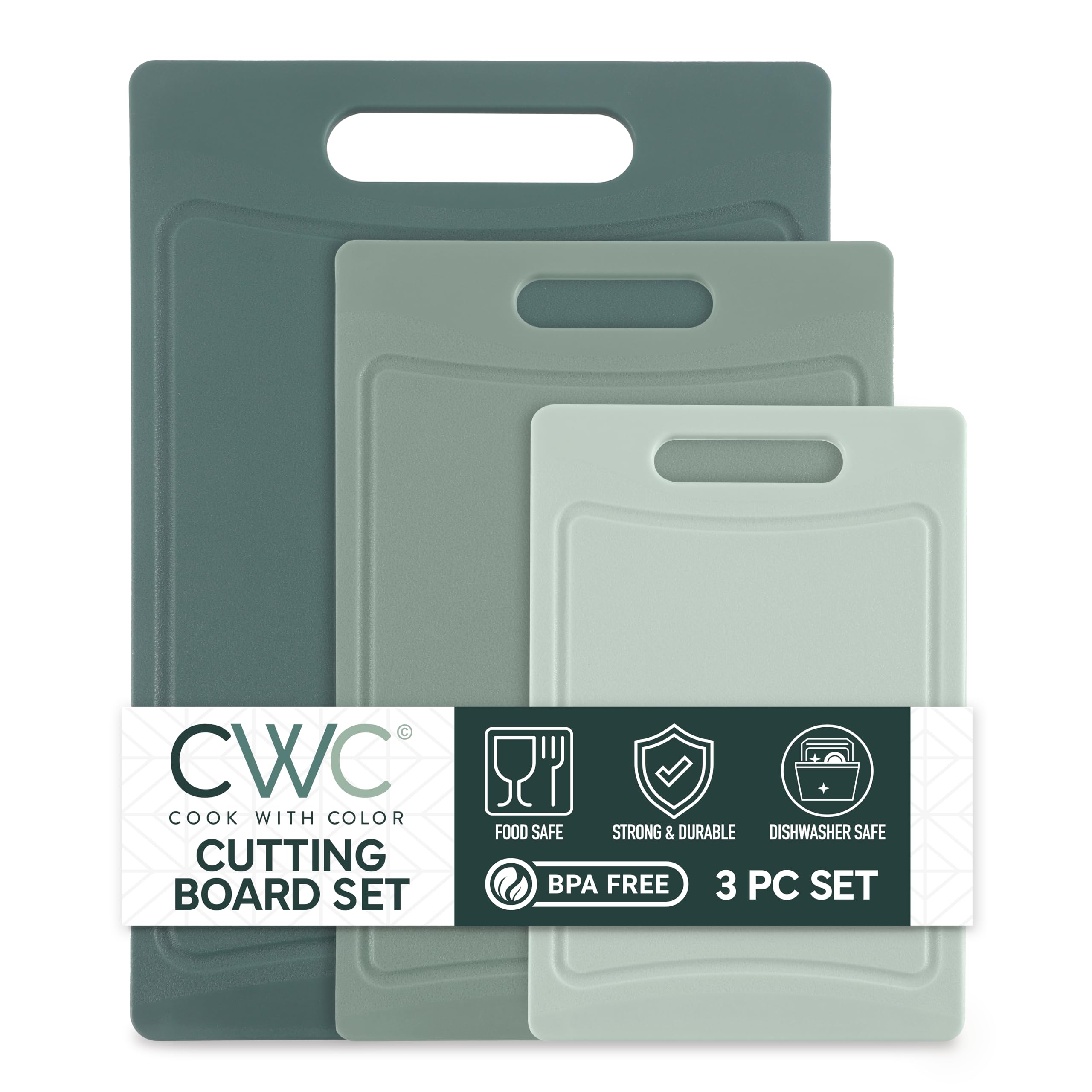 COOK WITH COLOR mint large non-slip cutting board for safe, stable chopping