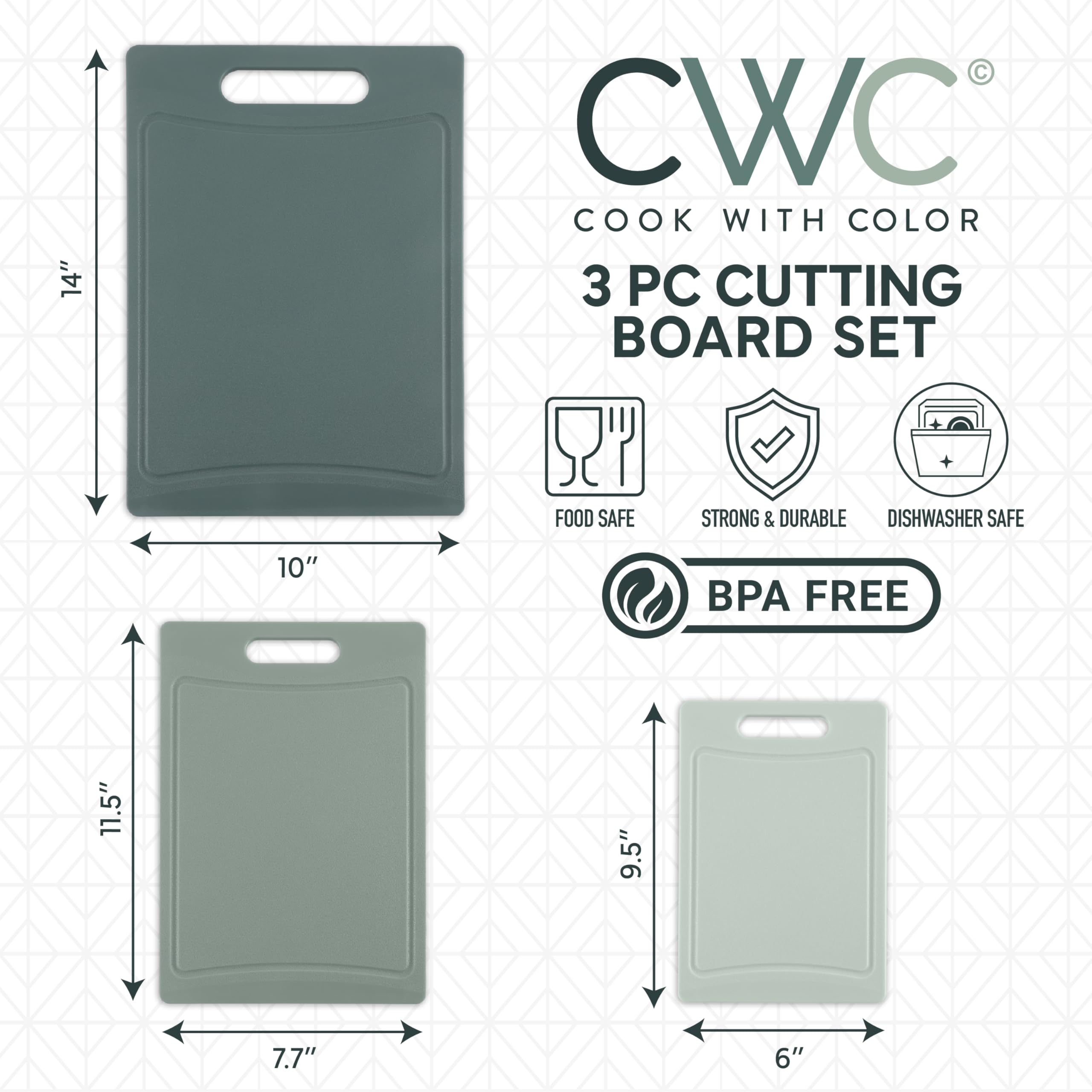 COOK WITH COLOR mint medium non-slip board with easy grip for veggies prep