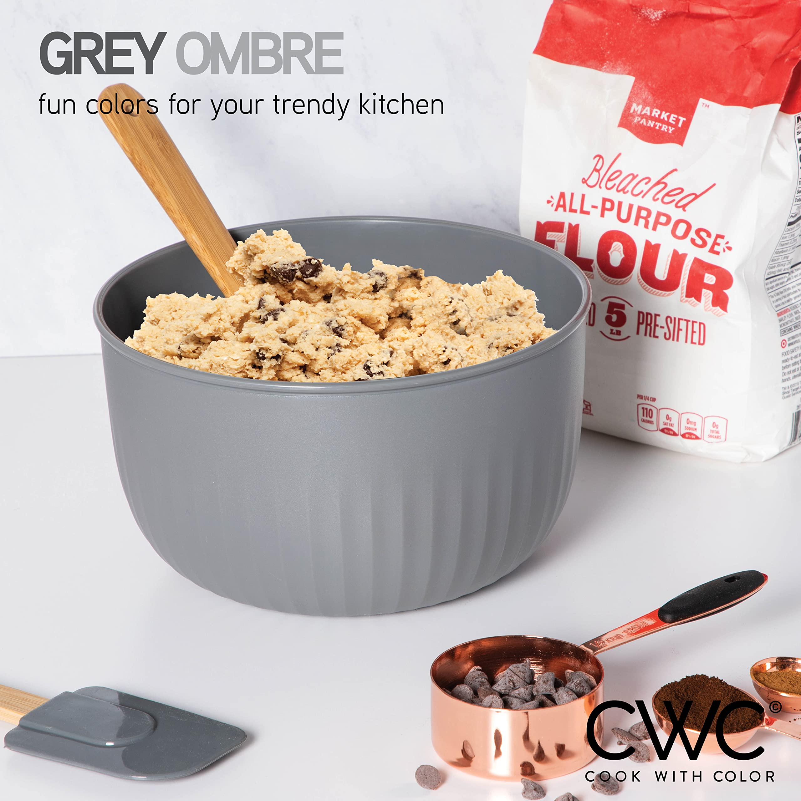 COOK WITH COLOR wide and deep bowls ideal for batter and large ingredients.