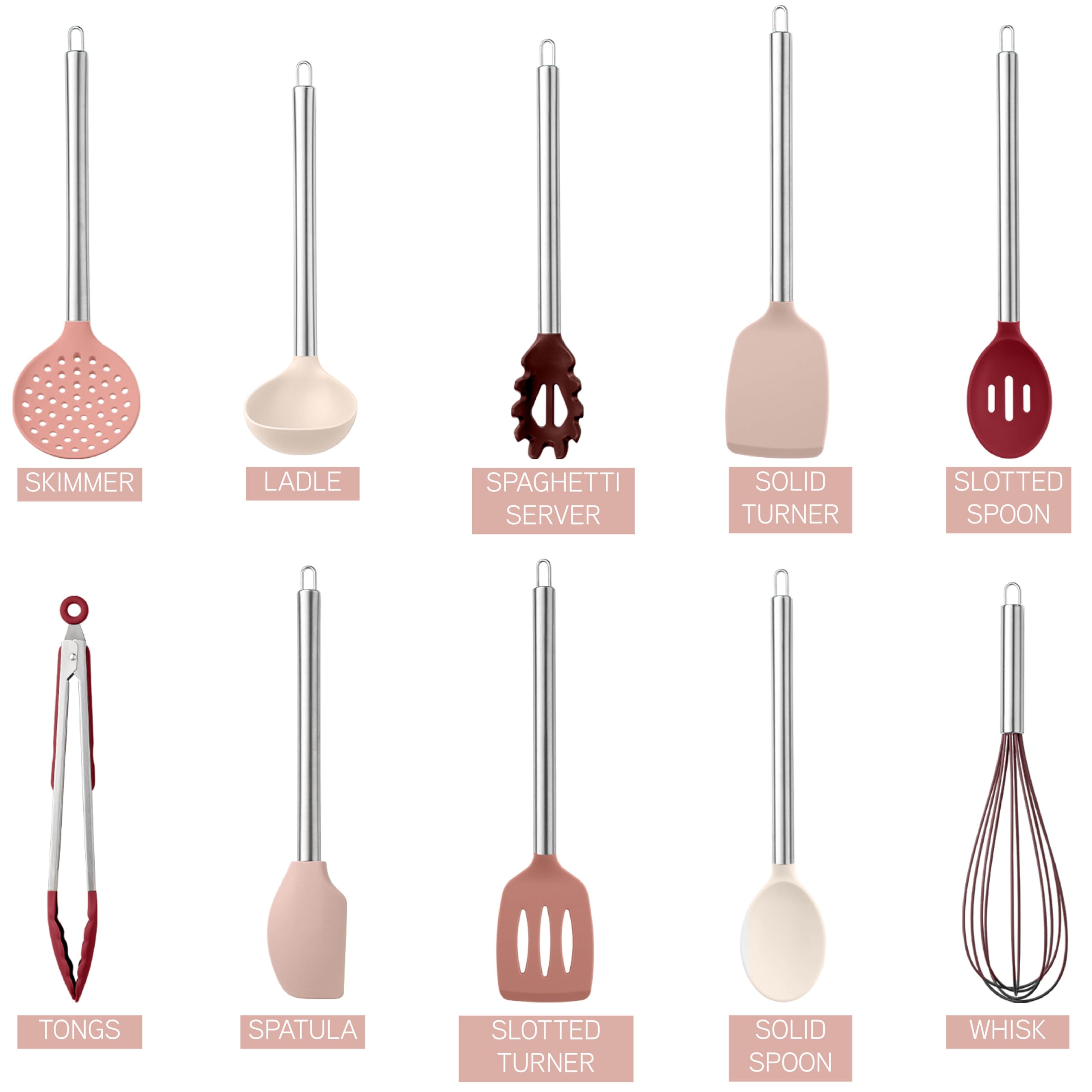 COOK WITH COLOR silicone turner in rose for gentle flipping.