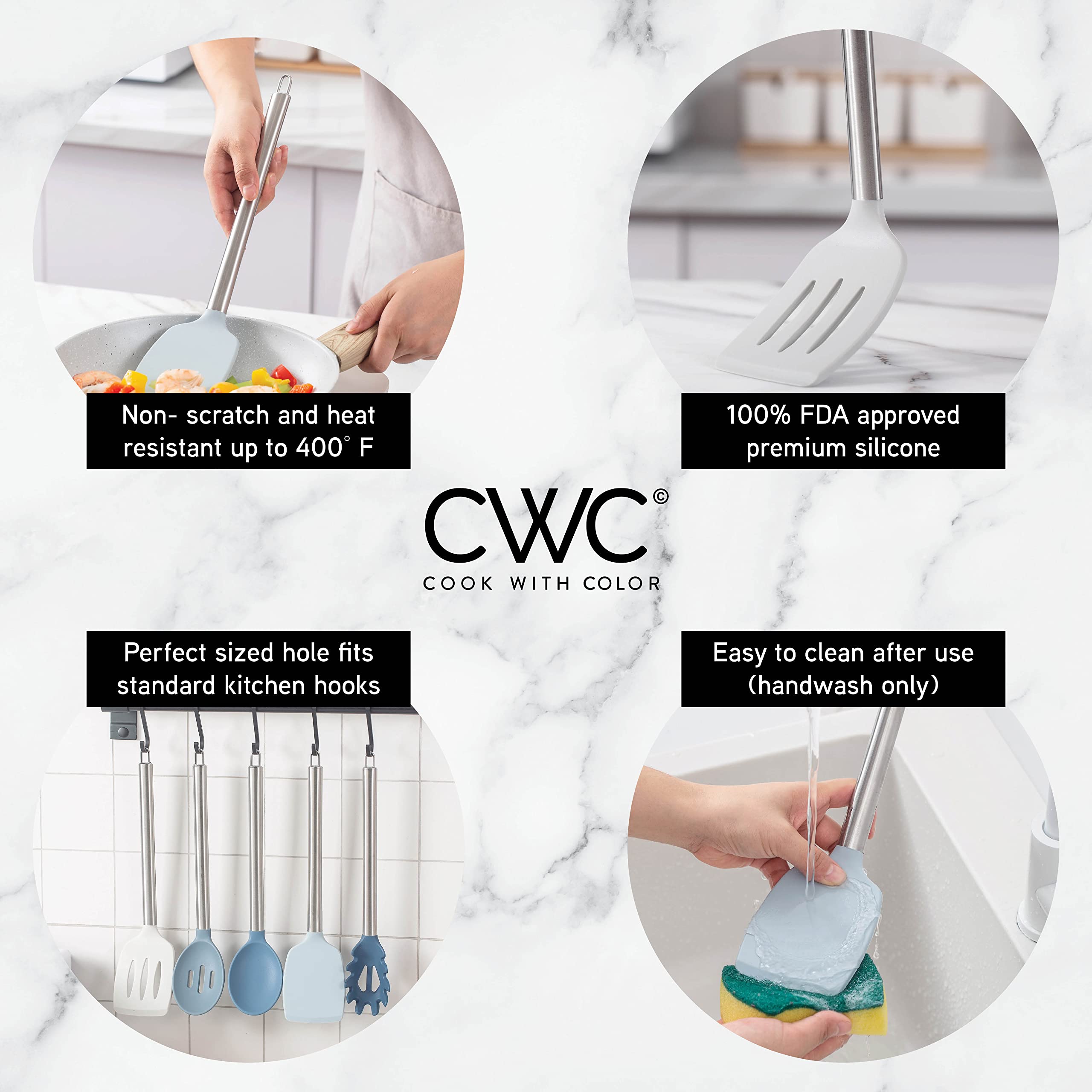 Cook With Color silicone turner heat resistant for nonstick pans