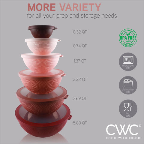 COOK WITH COLOR six prep bowls rose for organized meal prep