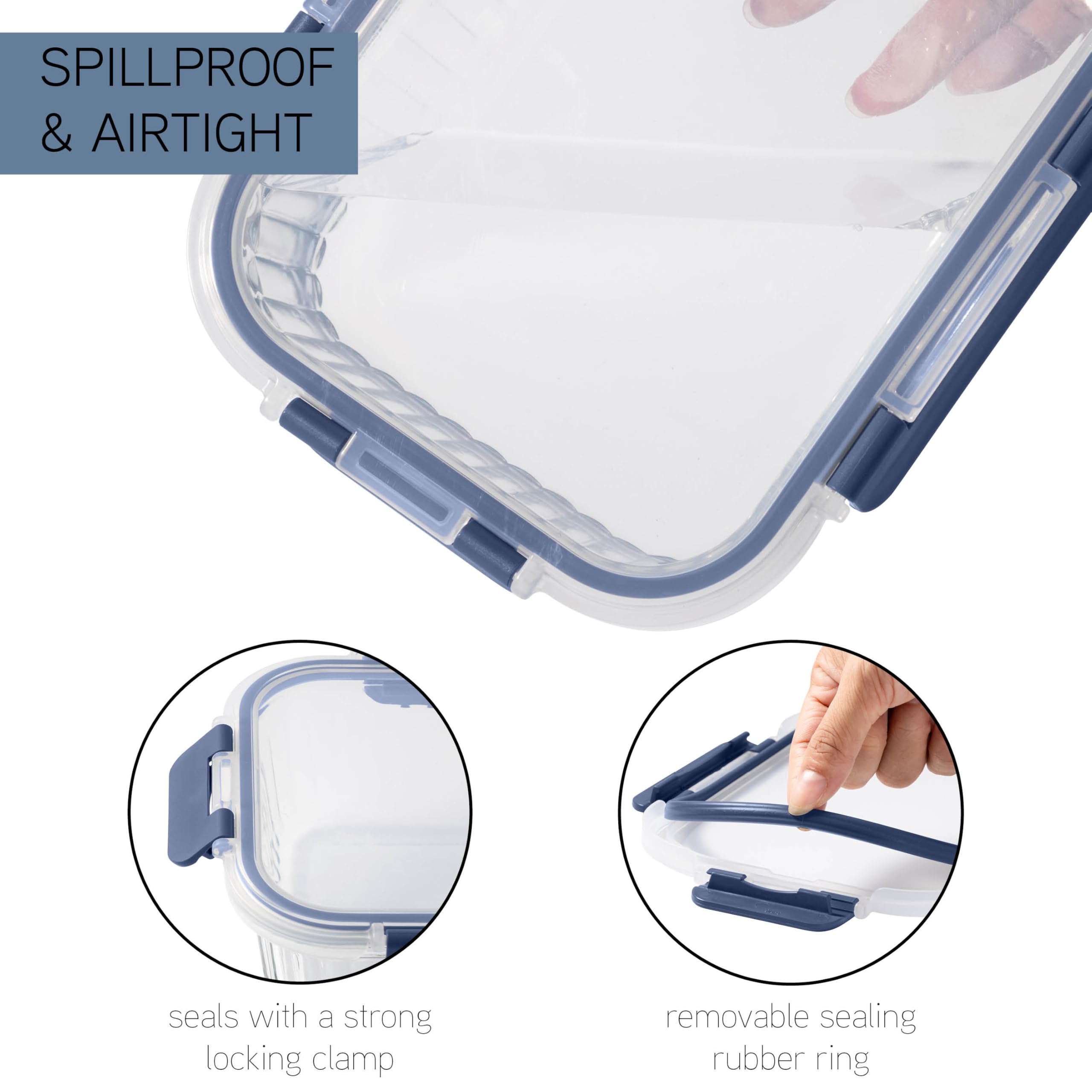 COOK WITH COLOR square container fits lunch bags for compact storage.