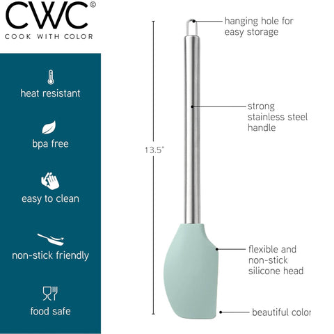 COOK WITH COLOR teal turner supports quick flipping on nonstick skillets