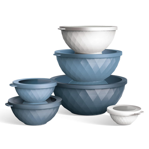 COOK WITH COLOR varied bowl sizes support precise prep, mixing, and measuring.