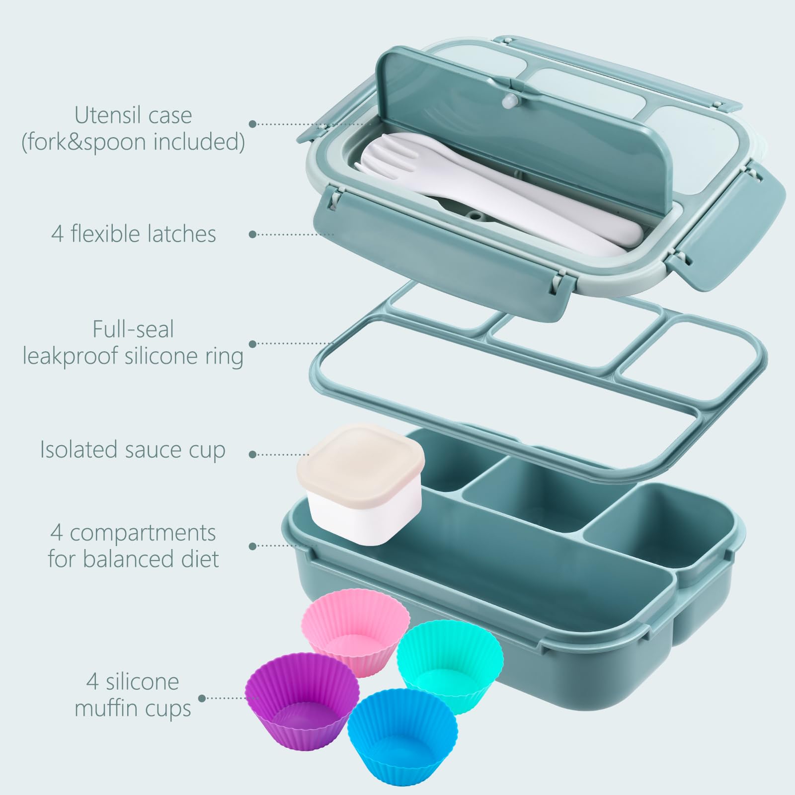 Cookage Bento set with utensils for convenient all-in-one lunch.