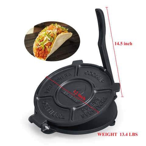 COOKAMP 12-inch tortilla press ready dough for precise circles