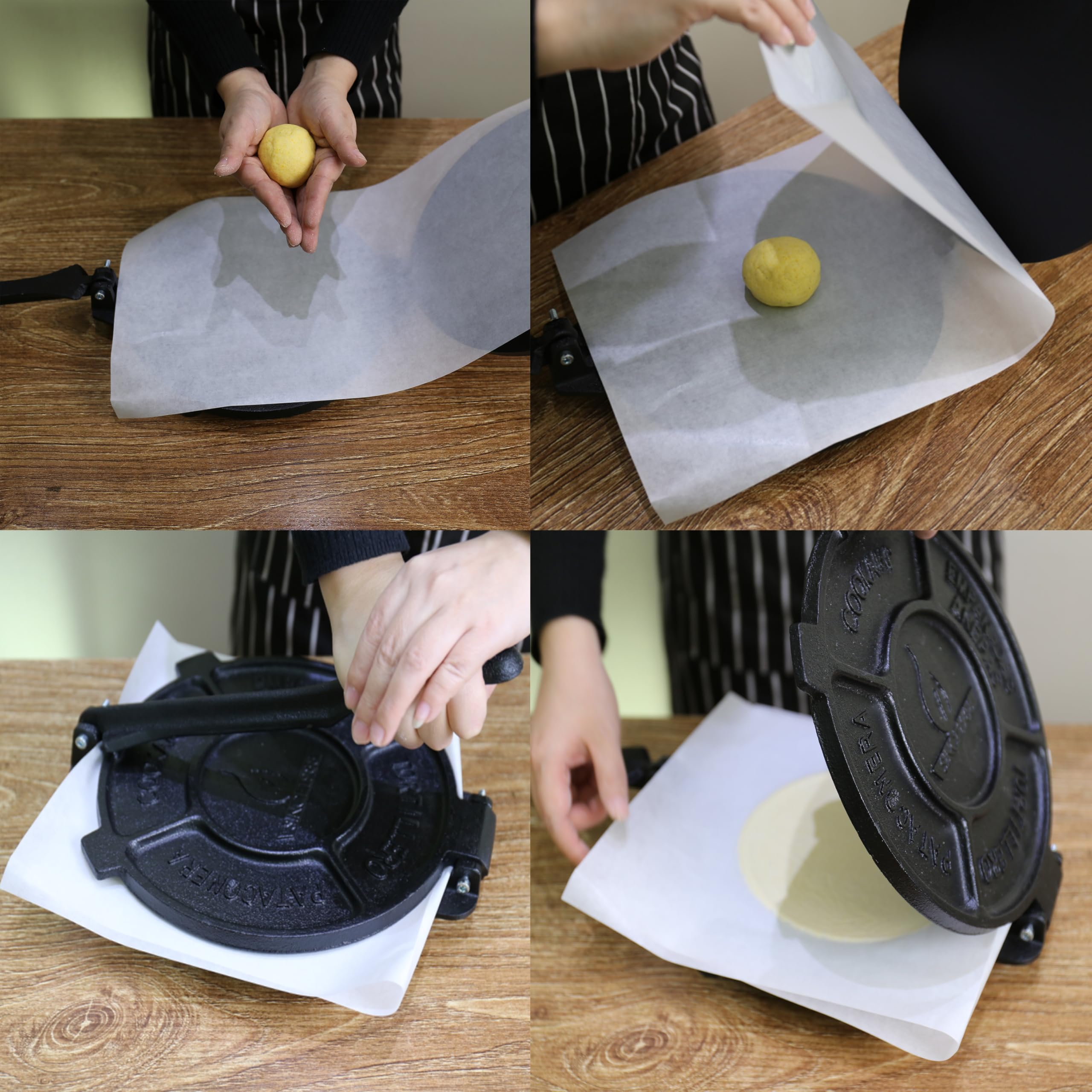 COOKAMP 12-inch tortilla press with tortillas stacked for home-made results