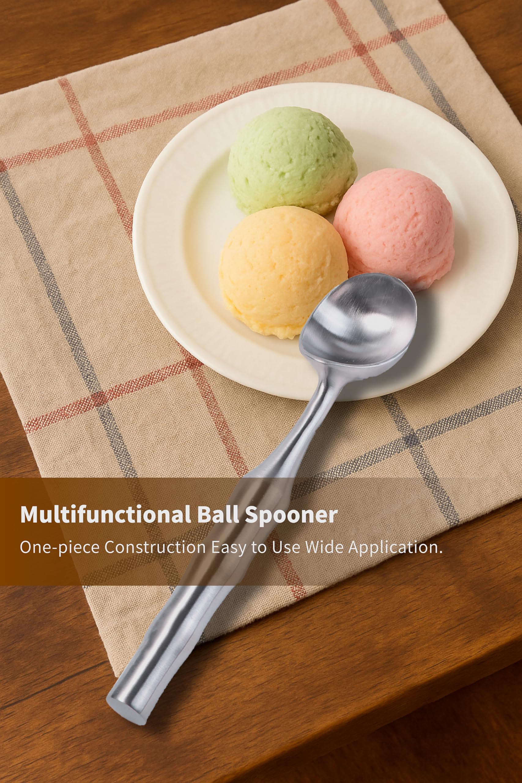 Cookeep non-stick surface scoop glides through frozen desserts with minimal residue.