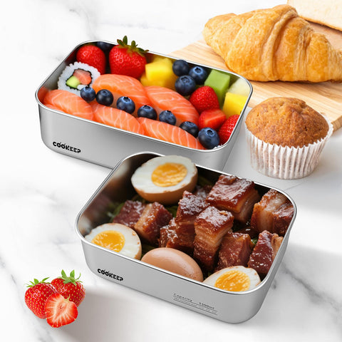 Cookeep stackable stainless steel containers save cabinet space.