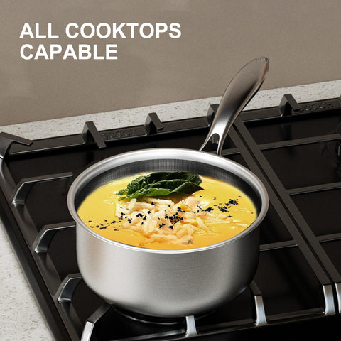 COOKER KING 3 Qt saucepan on induction stove with even heat distribution