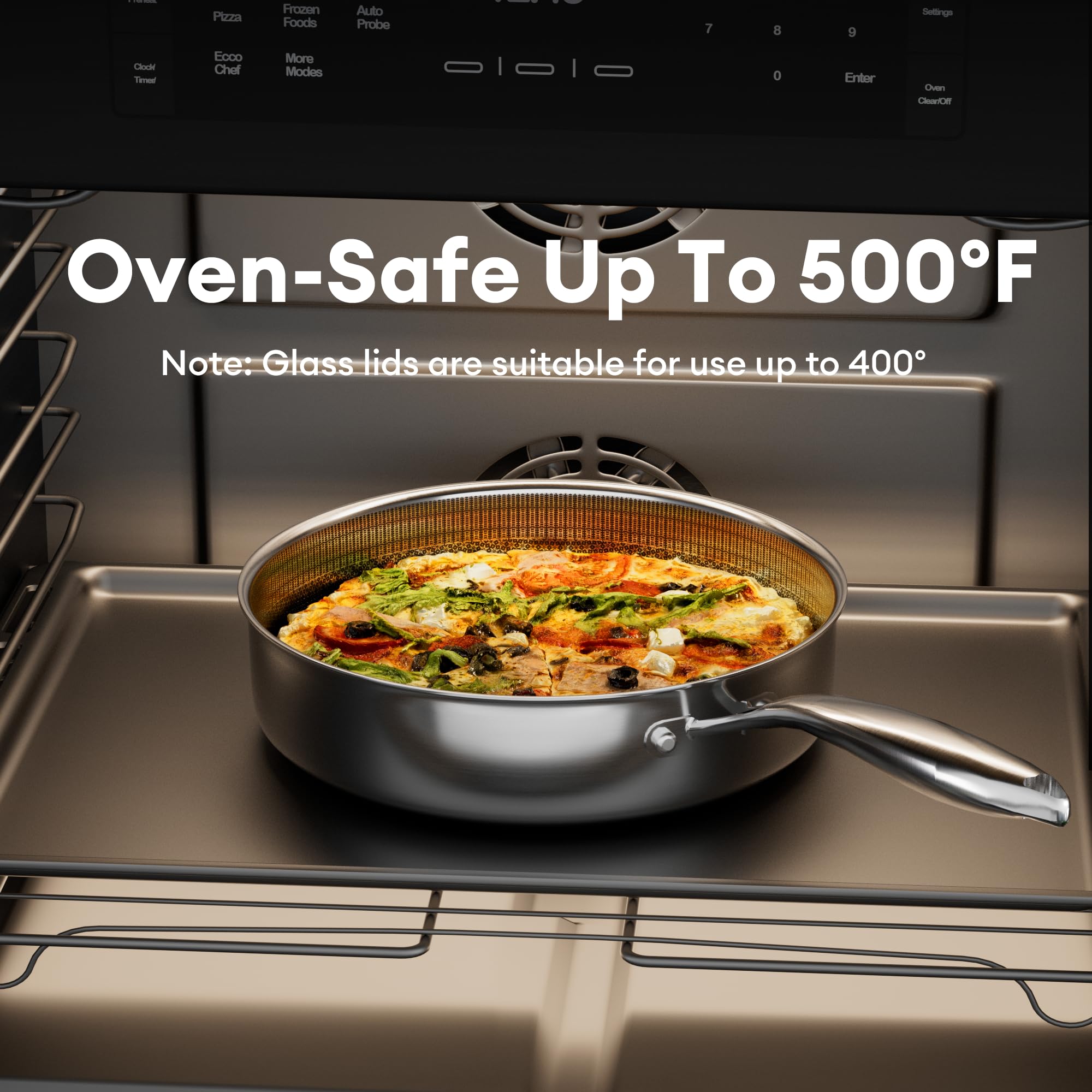 Cooker King ceramic-etched nonstick coating reduces sticking for easy cleanup.