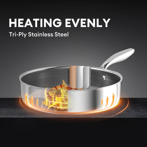 Cooker King hybrid deep saute pan 11 inch, great for braising and one-pot meals.