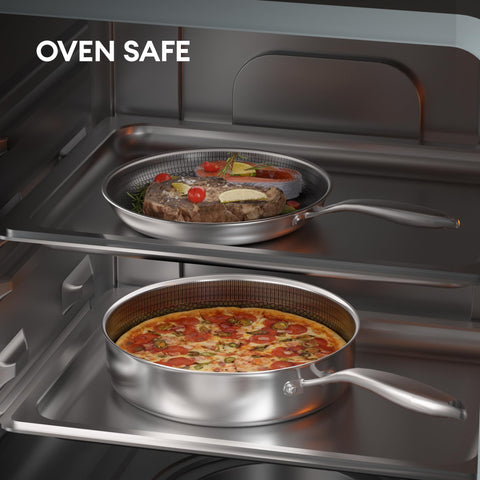 COOKER KING oven-safe up to 500°F supports versatile finishing in-oven cooking.
