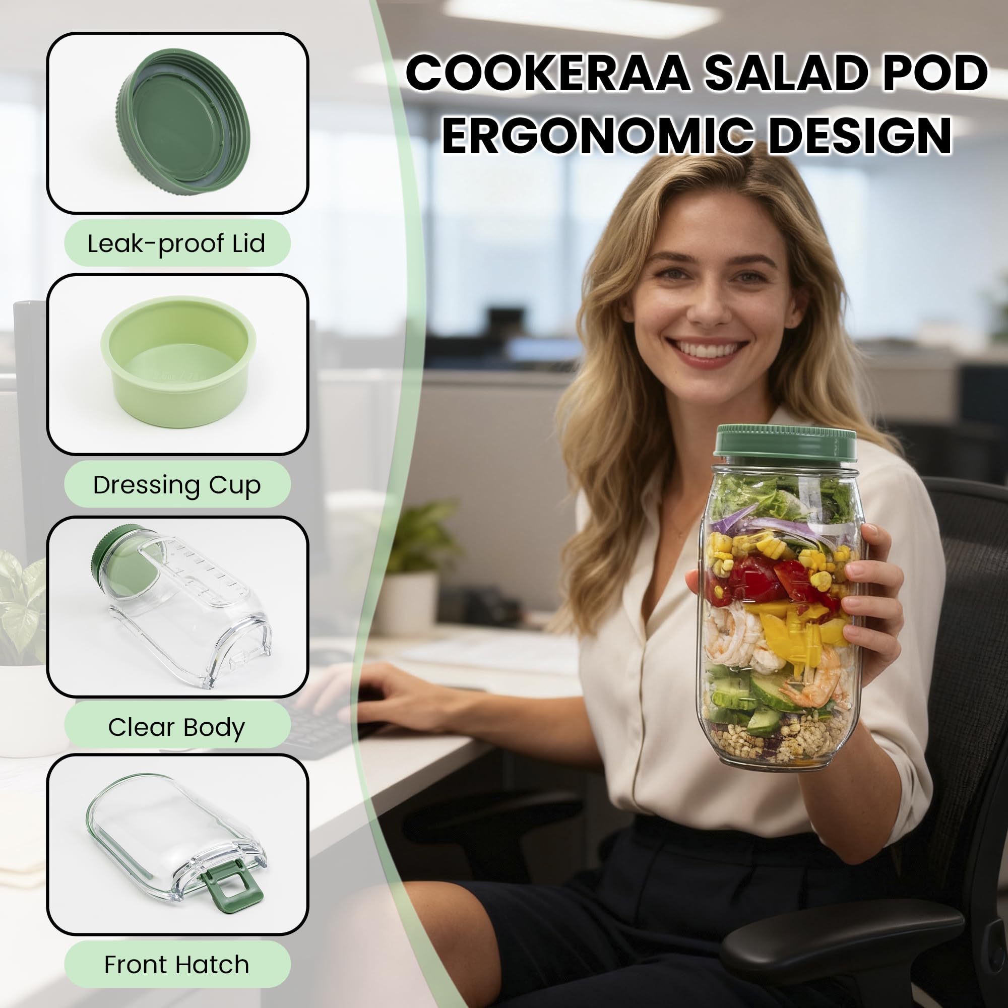 COOKERAA Salad Pod front hatch enables side access and quick mixing