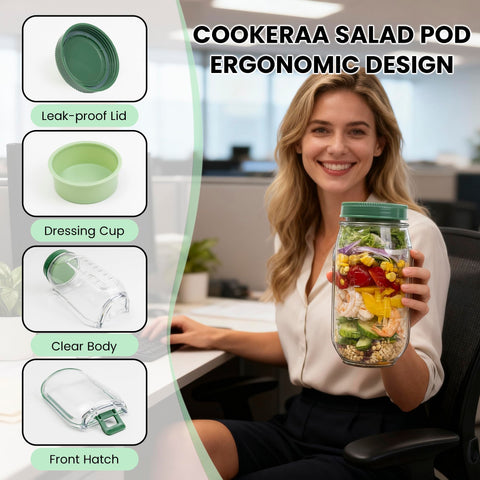 COOKERAA Salad Pod front hatch enables side access and quick mixing
