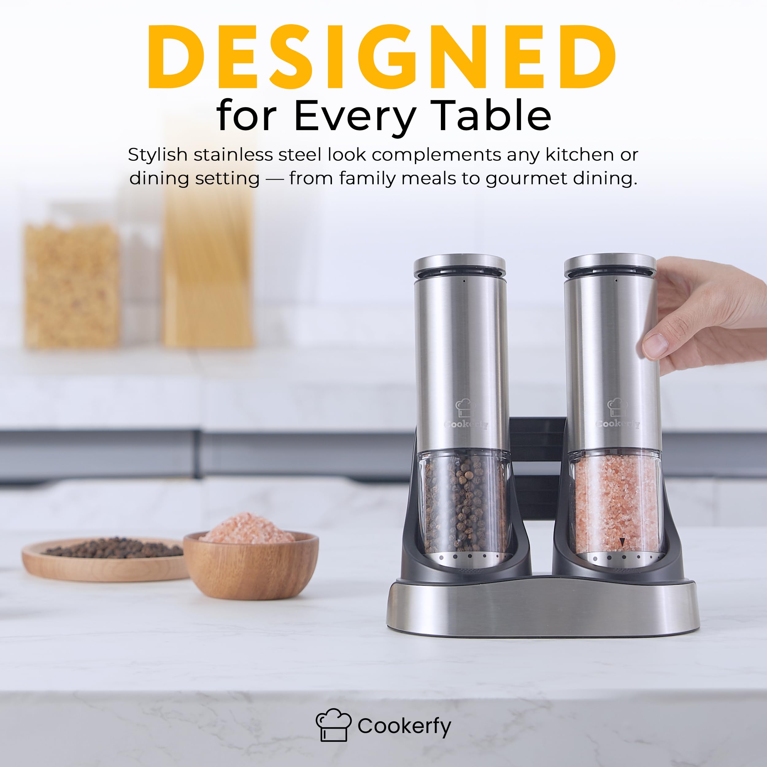 Cookerfy ergonomic-360-button grinder supports one-handed use and comfortable control.