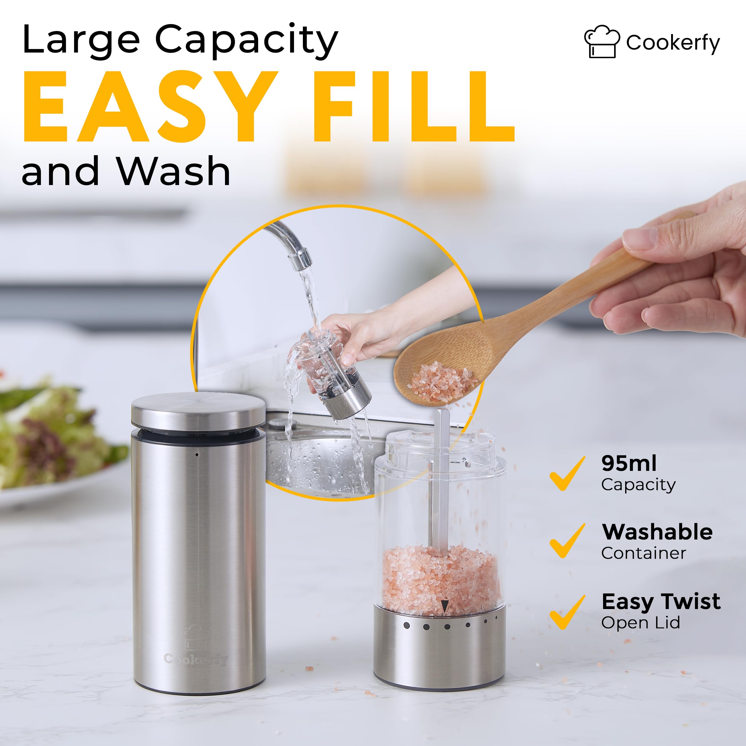 Cookerfy refillable-95ml-capacity ensures frequent seasoning with less refilling.