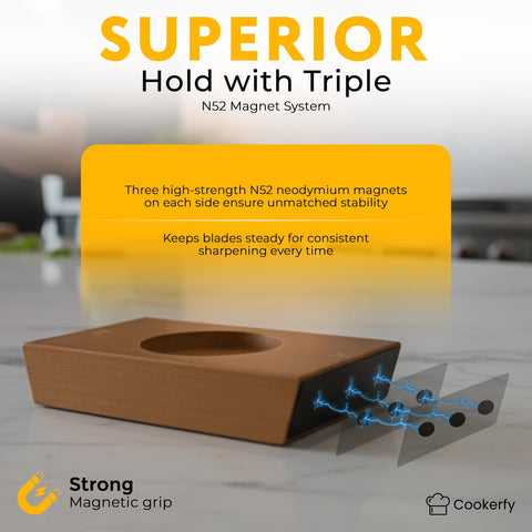 Cookerfy rolling knife sharpener dual-disc system featuring diamond #400 and ceramic #3000 discs