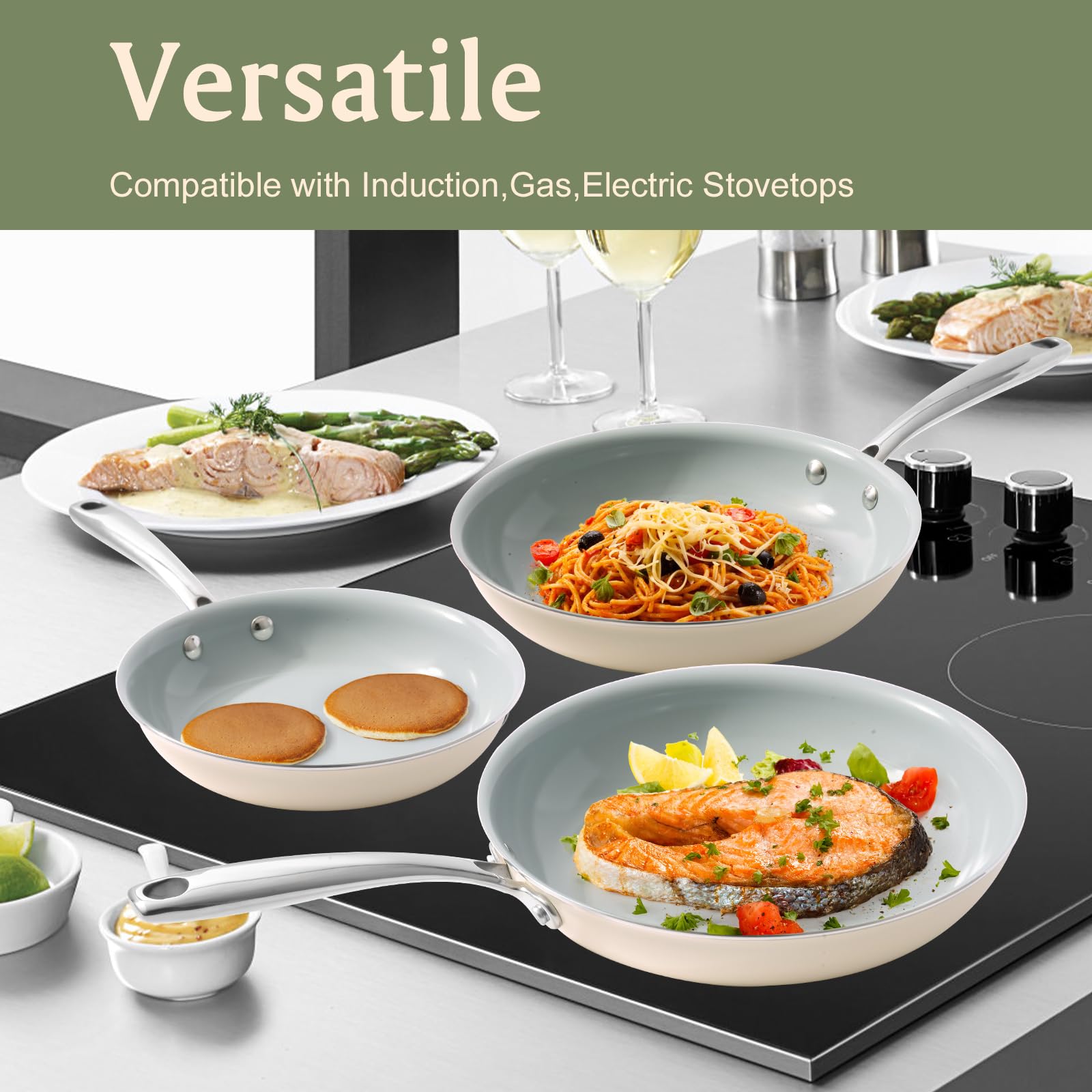 Cookersway 11-inch front view highlights versatile pan for meals.