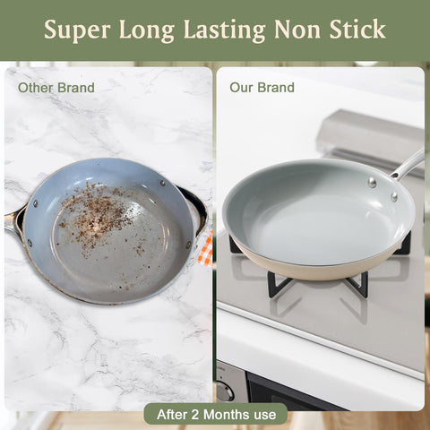 Cookersway 8-inch handle-design emphasizes comfortable grip during cooking.