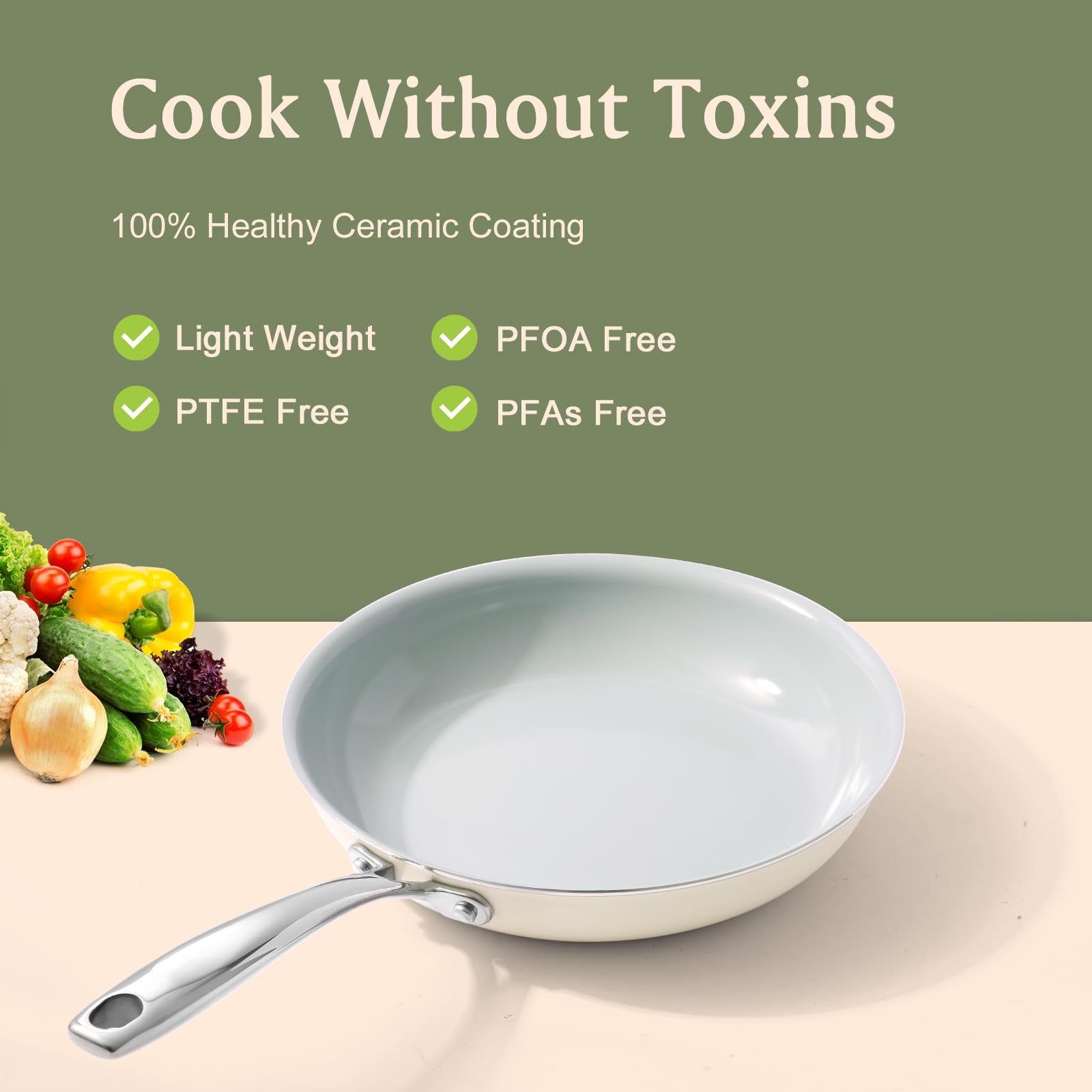 Cookersway 8-inch interior-coating highlights smooth food release and cleanup.