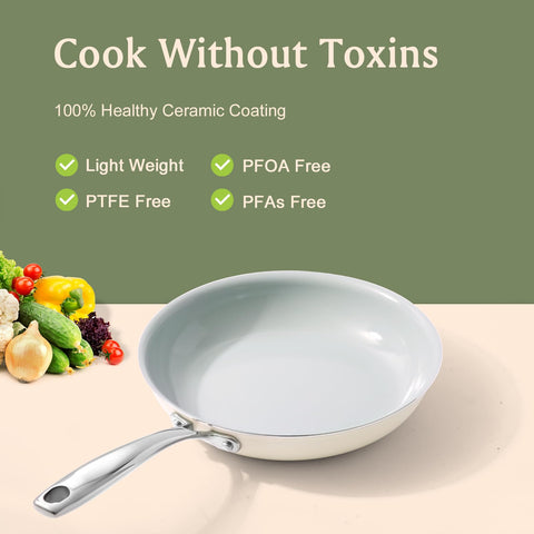 Cookersway 8-inch interior-coating highlights smooth food release and cleanup.