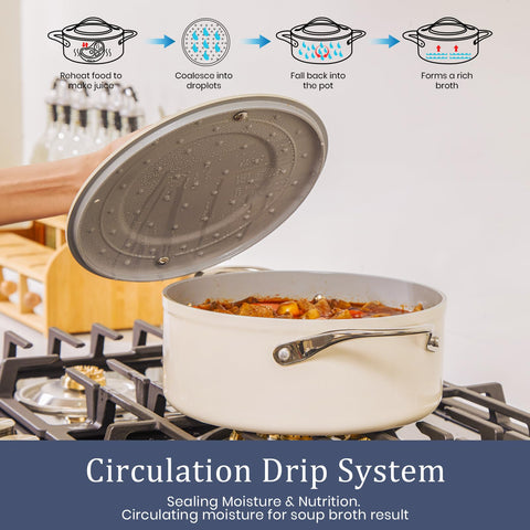 CookinCraze steam-control vented lid traps moisture for richer flavors.
