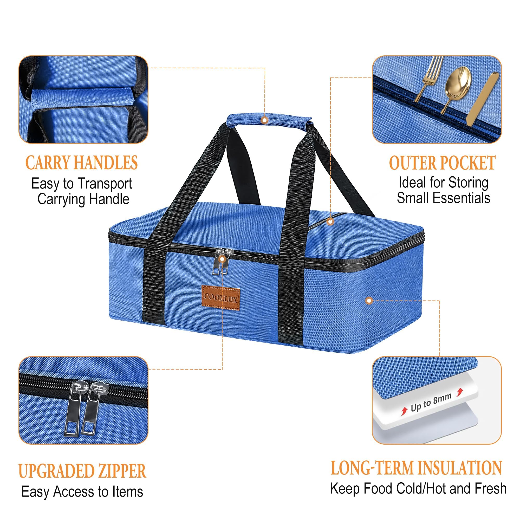Dual-zipper design enables easy access during packing and serving