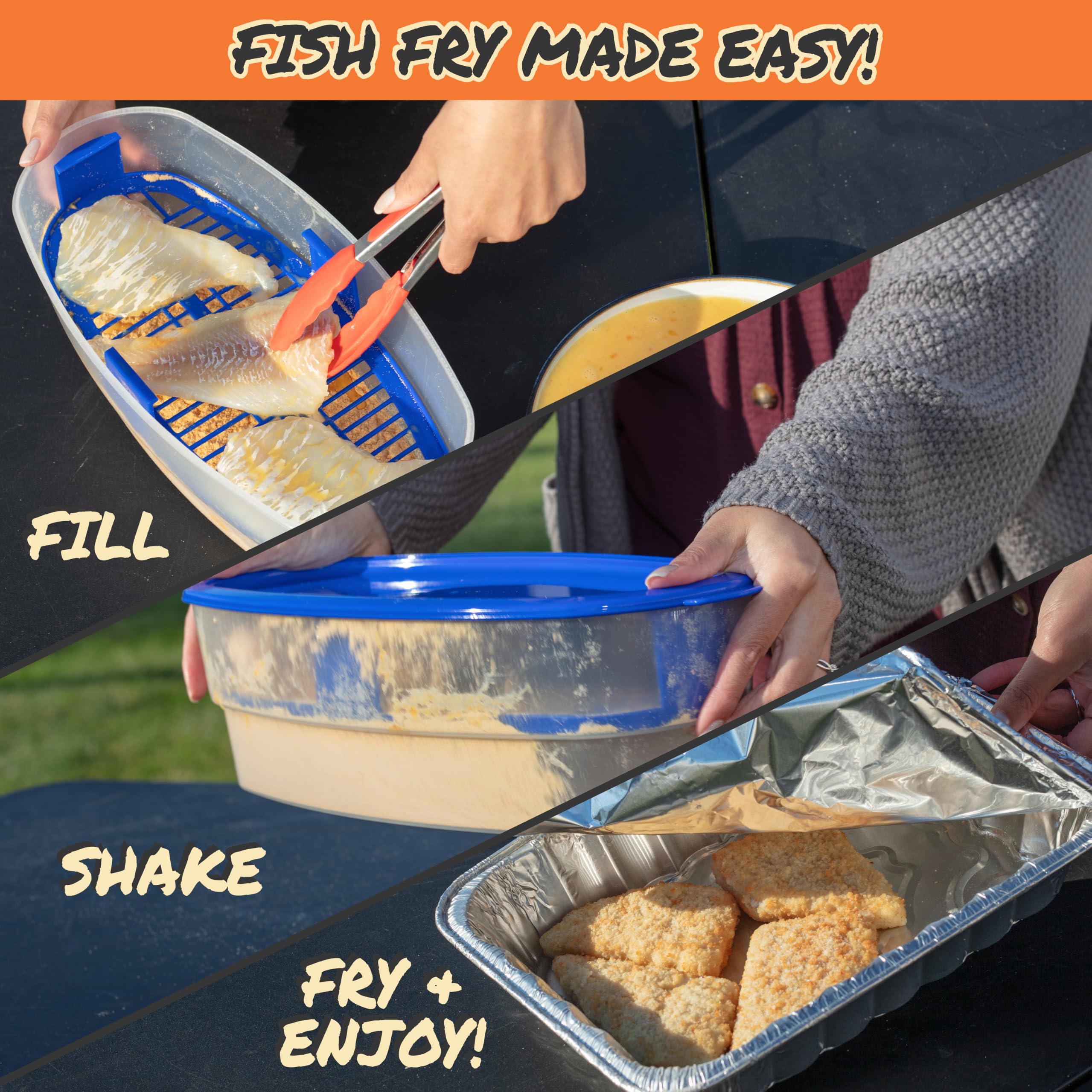 COOK'S CHOICE lid seals bowl to preserve breading freshness between uses