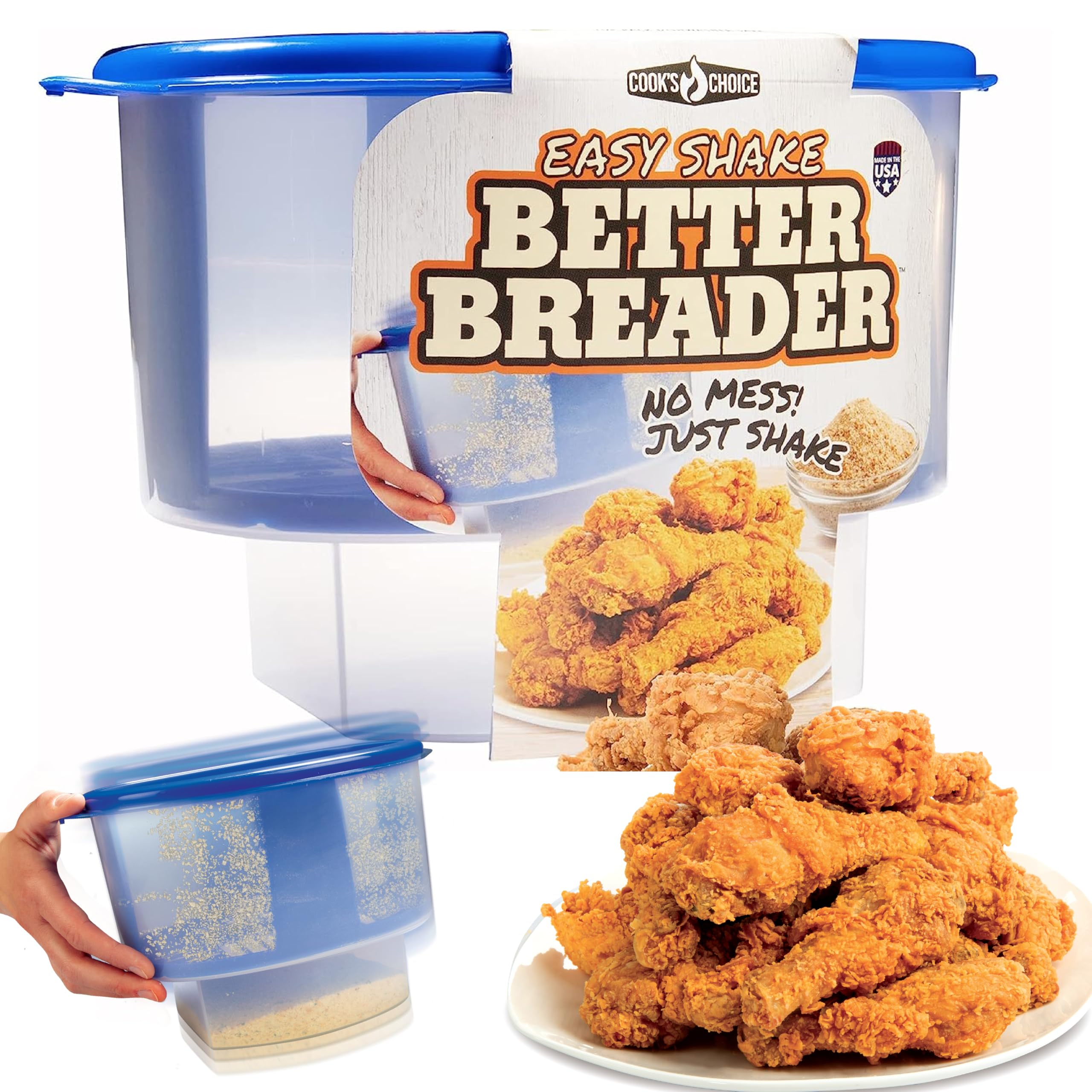Cooks Choice Breader Bowl assembly with three parts for mess-free coating on meats and vegetables