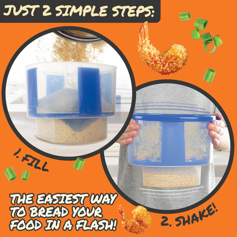 Cooks Choice Breader Bowl side handle enables steady shaking for even coverage