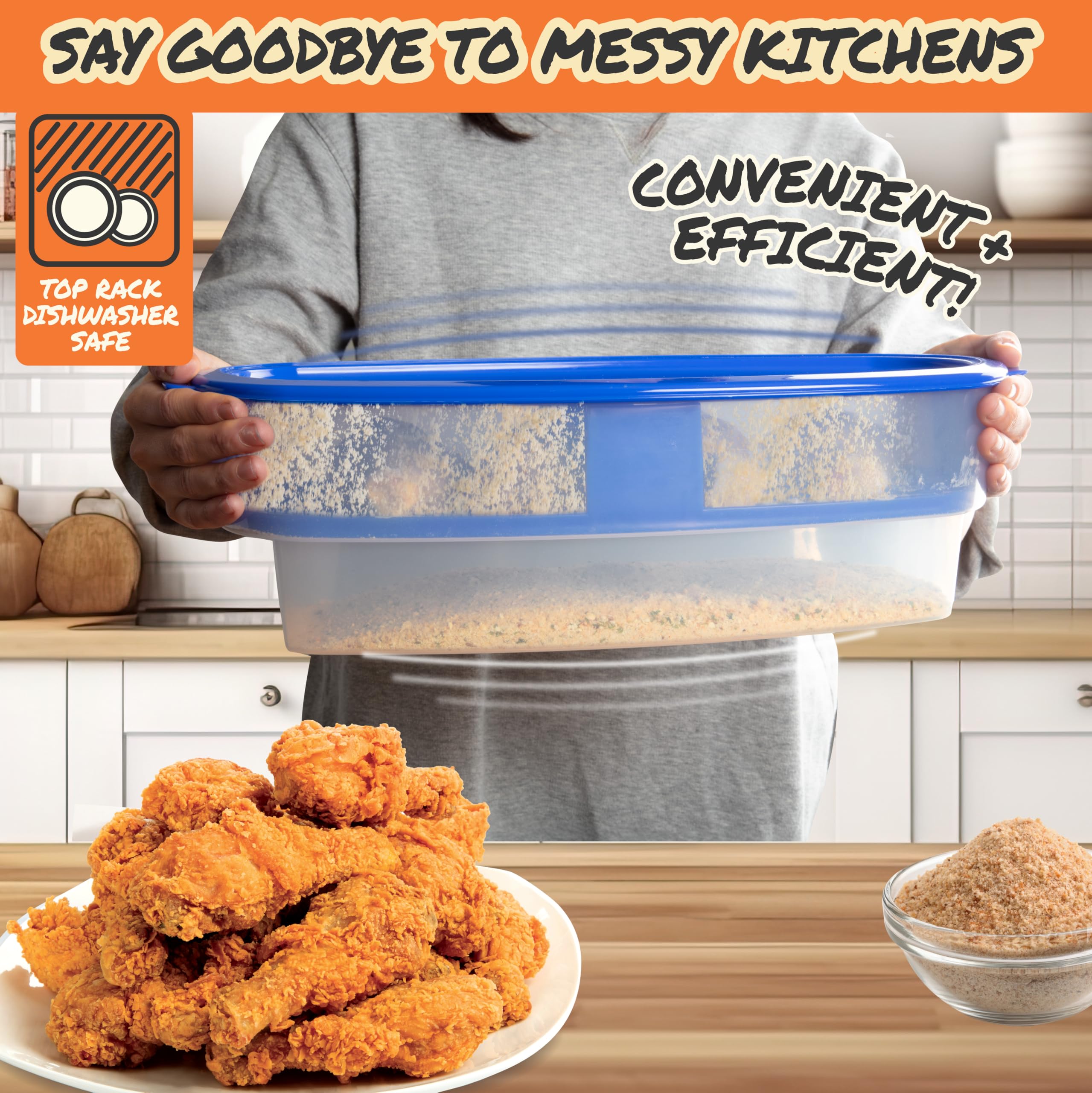 COOK'S CHOICE Breading Tray and Sifter in action for even coating