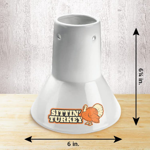 COOK'S CHOICE Sittin' Turkey hollow shaft enables easy infusion with beer or sauces.