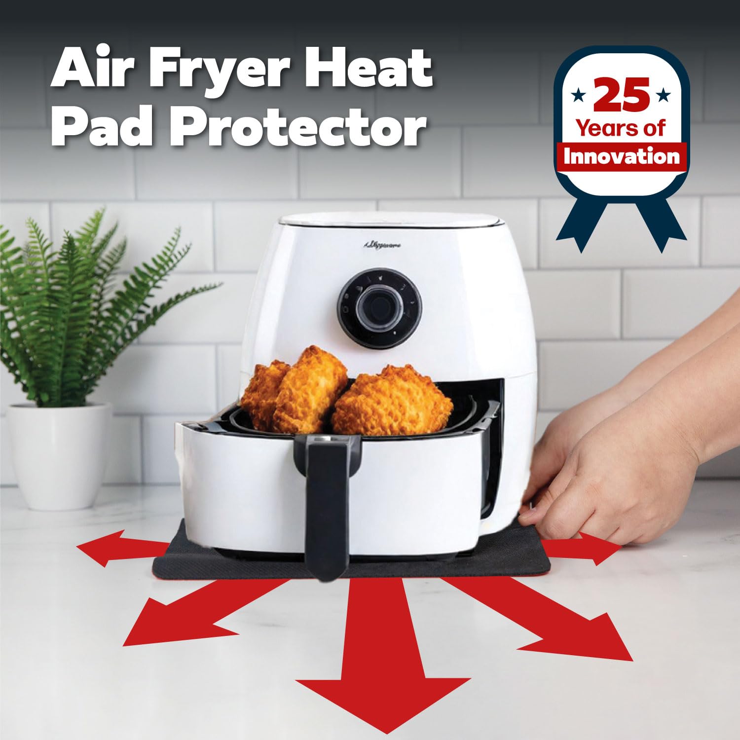 Cooks Innovations cut-to-fit mats trimmed for a precise countertop fit