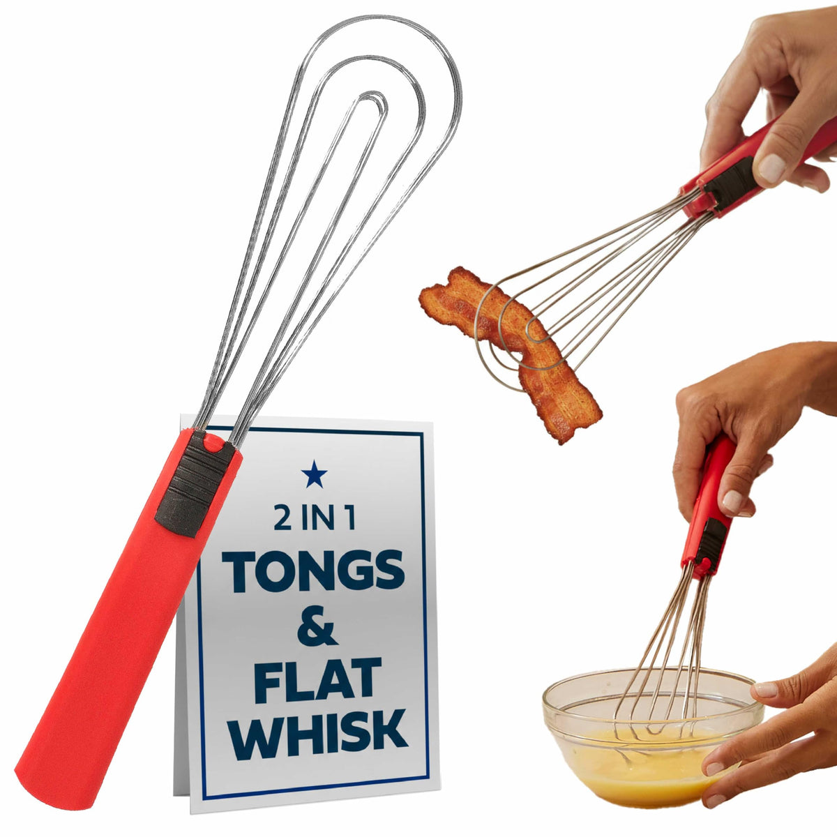 Cooks Innovations Foodie Tongs fold flat for compact storage after cooking.