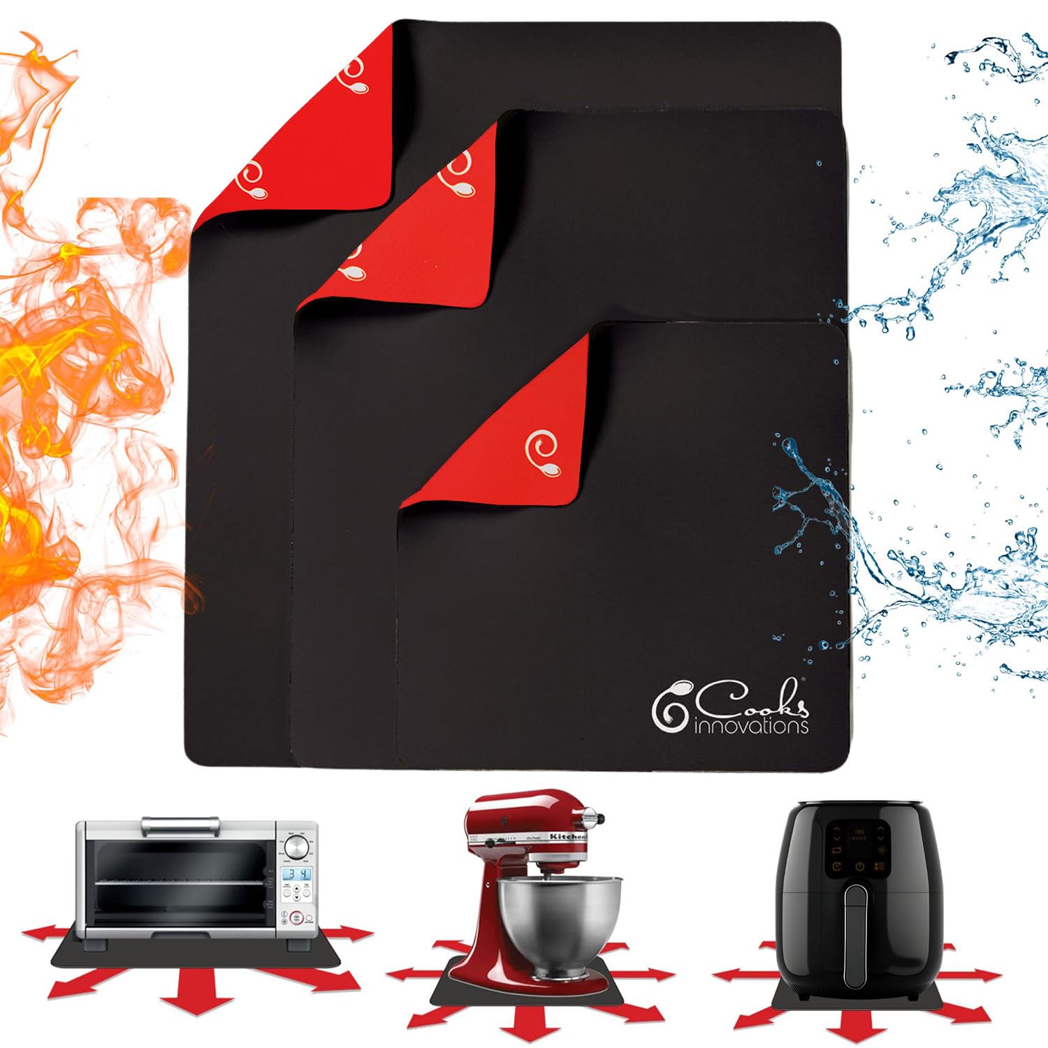 Cooks Innovations heat mats on a countertop protect surfaces from hot pans