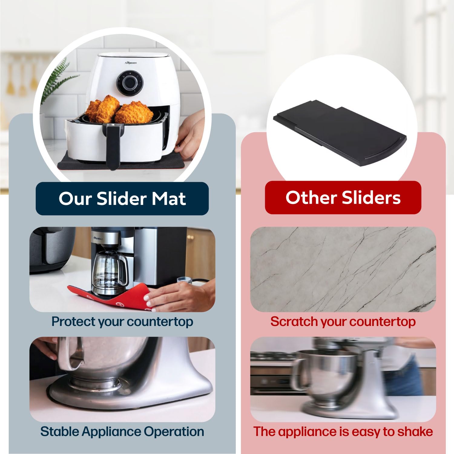Cooks Innovations heat-proof mats sit under air fryers for easy sliding